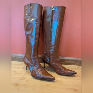 Michael Kors Chestnut Stiletto Leather Heeled Boots